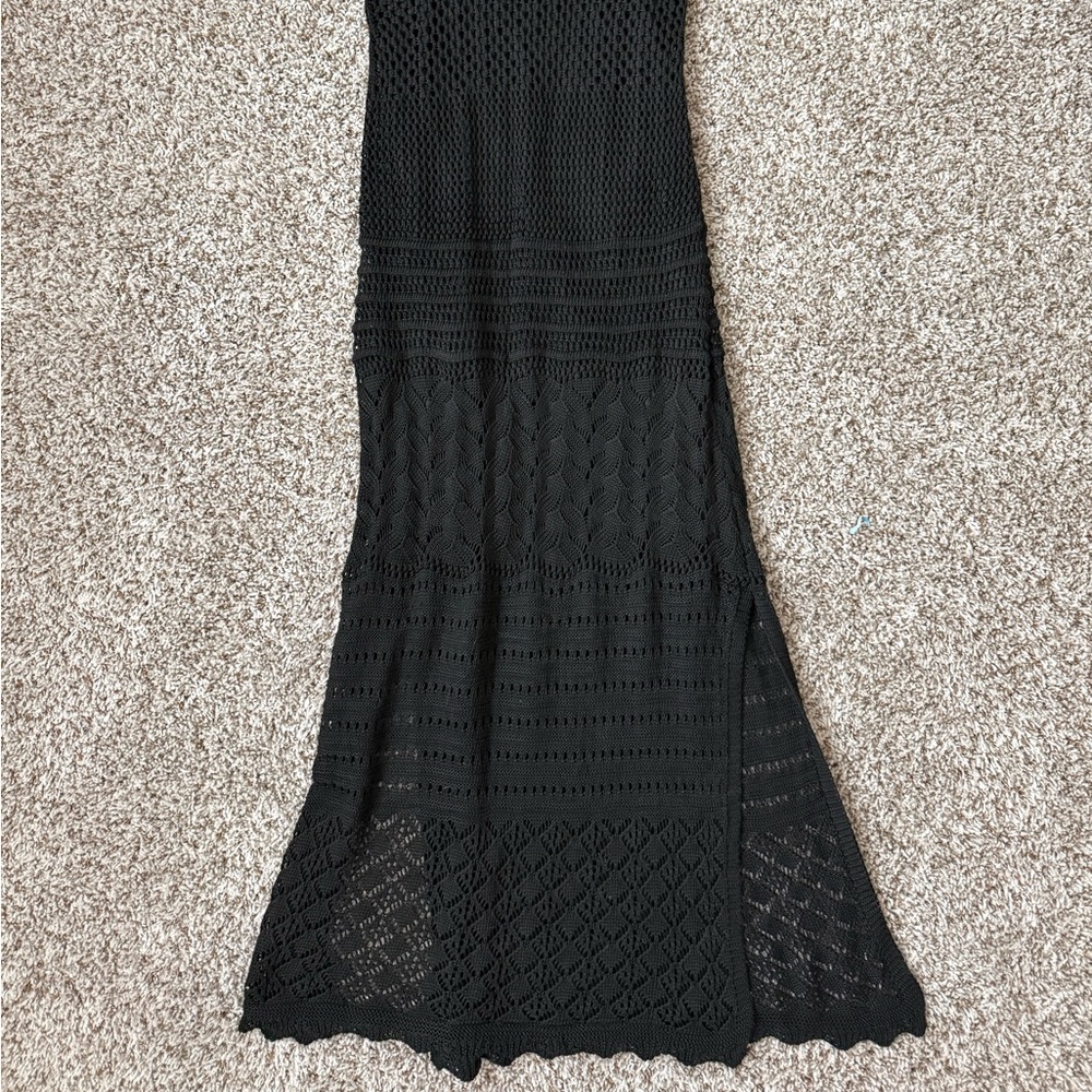 Black Crochet Maxi Dress